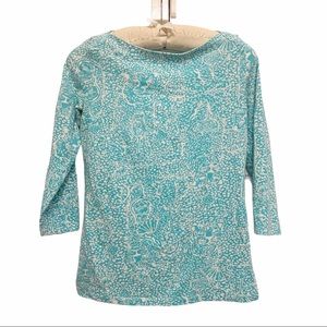 Lilly Pulitzer Andie Turquoise Boat Neck 3/4 Length Sleeve Top in a Size XS